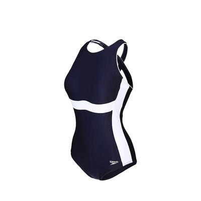 Speedo复古蓝白连体泳衣