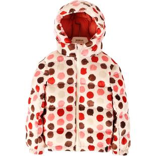 彩色圆点女童短款连帽羽绒服女童秋冬90白鸭绒面包服加厚外套女宝