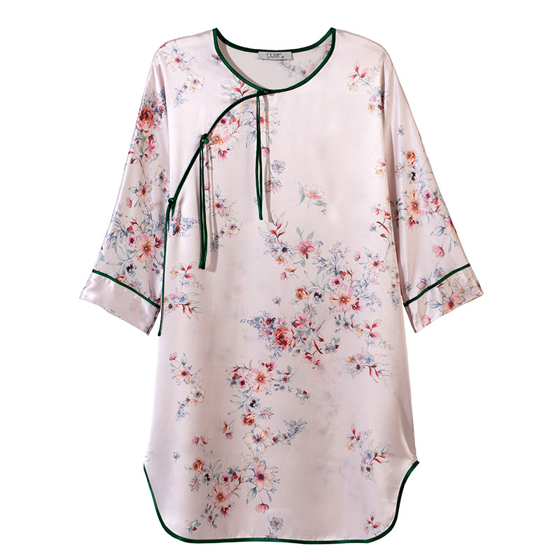 真丝家居服印花桑蚕丝中国风女夏