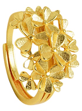 越南沙金繁花似锦戒指女百花齐放绣球花高级感黄金色指环久不掉色