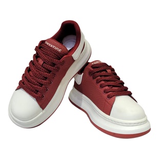 春季新款休闲风拼色小白鞋百搭系带面包鞋增高板鞋厚底鞋抖音同款