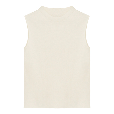 因由 夏季新款凉感圆领上衣裸感醋酸透气高支显瘦羊毛无袖针织衫