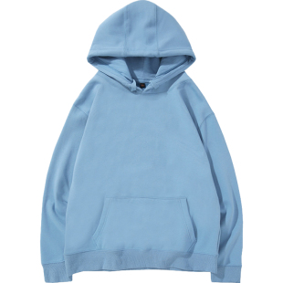 重磅连帽卫衣男女情侣套头纯色运动帽衫无性别中青年秋冬加绒外套