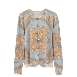 2025新款女春秋羊毛衫中年妈妈洋气薄款针织开衫外套端庄大气套装