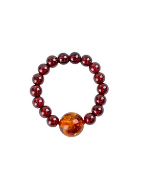 【炽热活力】石榴石琥珀戒指范李李圣诞礼物新年热情活力指环女款