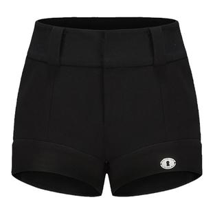 LACERTA 秋季新款黑色百搭弧形裤脚弹力短裤女时尚百搭显瘦休闲裤