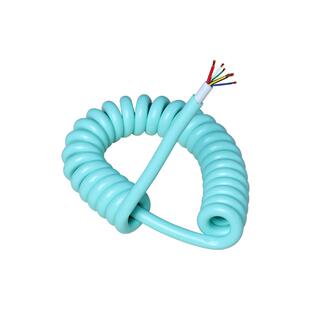 弹簧线手工键盘5芯usb大电流蓝粉色螺旋仿液态硅胶适用手机快充线