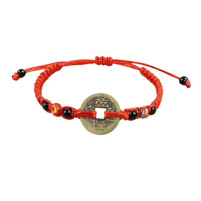 本命年五帝钱情侣红绳手链