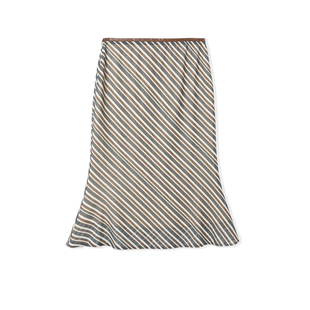 MSKIN6早春新款条纹网纱鱼尾半裙女春夏度假显瘦高腰修身气质长裙