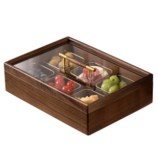 胡桃木干果盒高端水果盘客厅茶几家用精致零食坚果糖果收纳盒2026