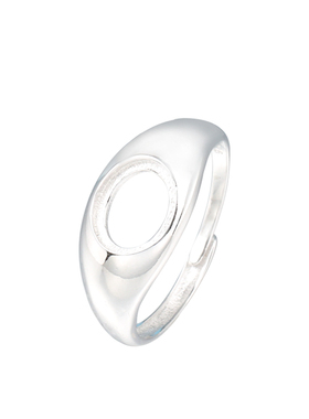 925银光面蜜蜡绿松石戒指空托