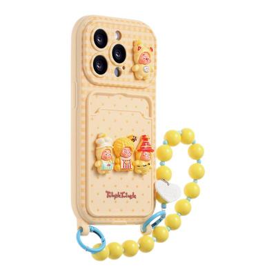 黄格纹卡包公仔带挂绳适用苹果16手机壳新款16pro保护套iphone16promax防摔苹果15硅胶15promax全包14外壳13