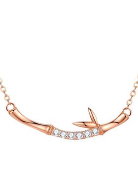 S925纯银竹节项链女锁骨链礼物