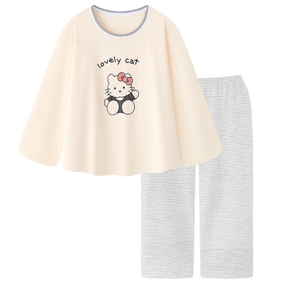 2025新款卡通纯棉睡衣女春秋季圆领休闲长袖可外穿学生家居服套装