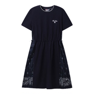 FILA 斐乐官方女子连衣裙2026秋季新款时尚休闲显瘦裙子收腰T恤裙