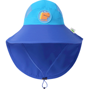 伊米伦儿童防晒帽夏防紫外线渔夫帽加大檐男童女童宝宝太阳帽遮阳