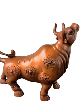 紫铜牛摆件孺子牛旺市牛生肖铜牛摆设牛气冲天客厅办公室炒股股市