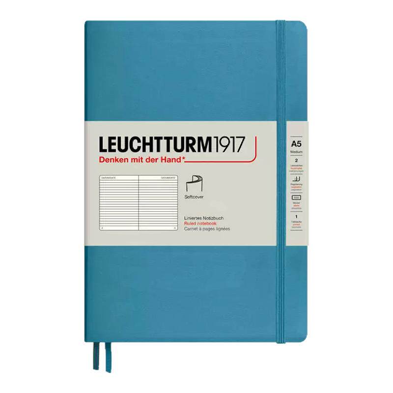 德国LEUCHTTURM1917 灯塔软面绑带封皮笔记本手账本办公学习日记A6记事本A5横线空白方格80G无酸纸