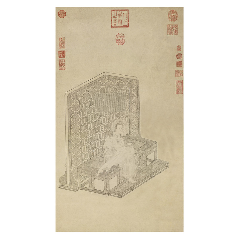 宋人白描大士像国画真迹复刻