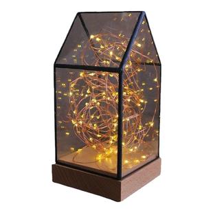 火树银花实木玻璃罩夜灯LED礼品装饰浪漫台灯创意生日礼物