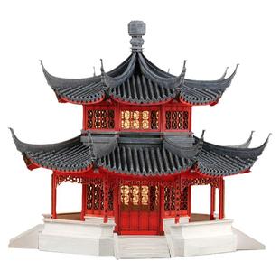 古建筑模型拼装国风凉亭手工亭子材料 木质榫卯摆件中式苏州园林