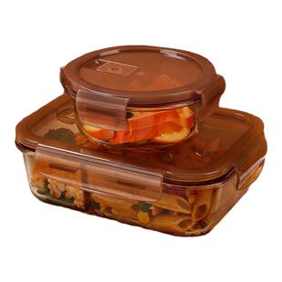 希乐扣饭盒微波炉加热上班族加热带饭玻璃餐盒分隔保鲜盒便当盒