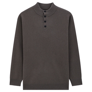 Mind Bridge【绵羊毛】2025年冬厚款半高领毛衣男士亨利领针织衫