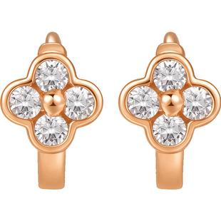 明牌珠宝18K金璀璨花颜耳饰 彩金锆石镶嵌耳环玫瑰金耳圈CSH0352