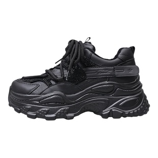 黑色老爹鞋女2026春季新款增高鞋子厚底百搭冬季加绒休闲运动鞋