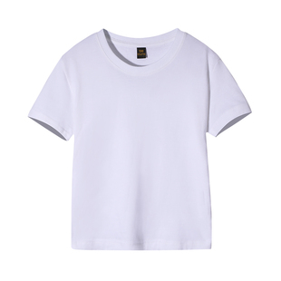 儿童纯棉短袖白色t恤男童女童纯色半袖幼儿定制diy广告文化衫印字
