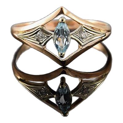 别致托帕石几何榄尖形诞生石戒指