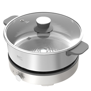 利仁小钢人电火锅0涂层不锈钢家用电煮锅分体式多功能速沸电火锅