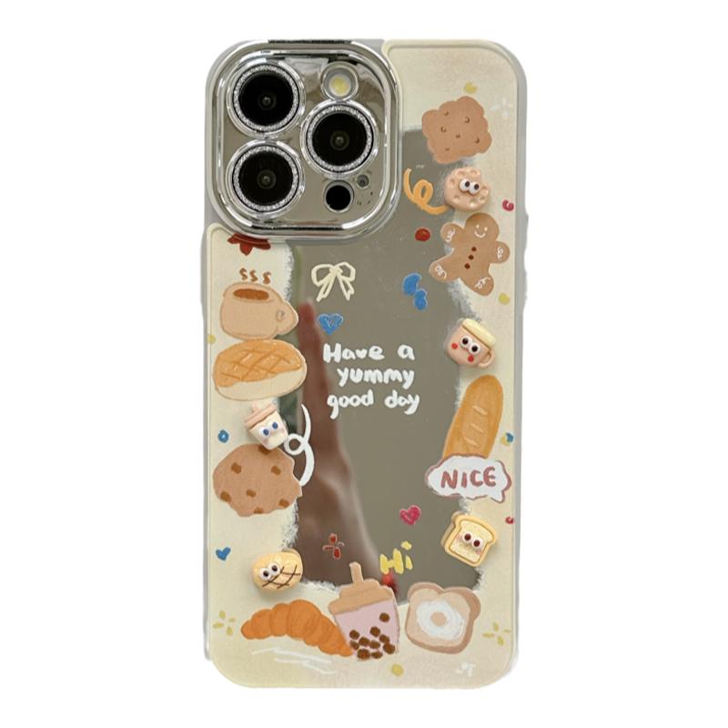 可愛立體奶茶面包掛件適用蘋果14手機殼iPhone13ProMax新款15pro防摔12女款小眾11硅膠14pro帶鏡頭膜全包軟殼