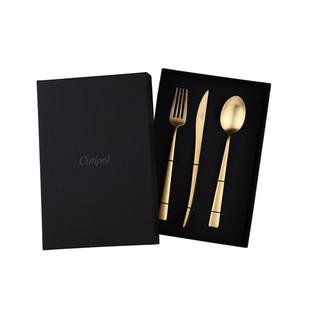 Cutipol金色DUNA哑光金手工餐具牛排刀叉勺子礼盒套装甜品叉茶勺