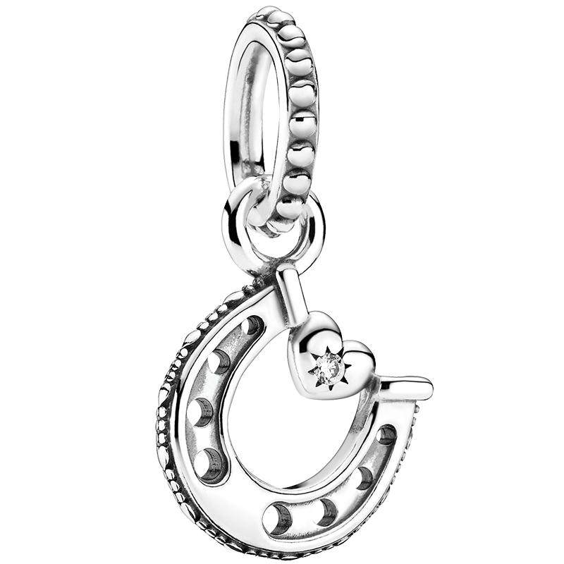 Pandora潘多拉925银幸福马蹄铁吊饰美好寓意diy串珠