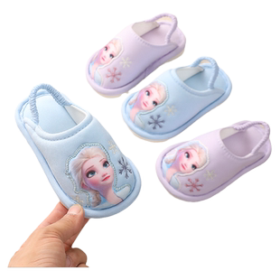 迪士尼宝宝拖鞋秋冬女童棉拖鞋公主可爱小童家居鞋幼儿室内地板拖