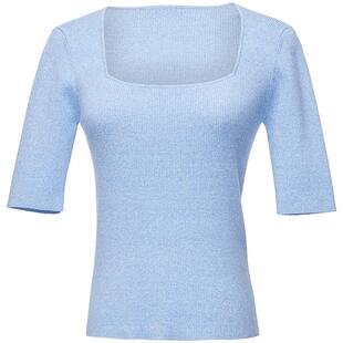 OBEG欧碧倩知性方领针织开衫23秋修身时尚打底上衣10441082