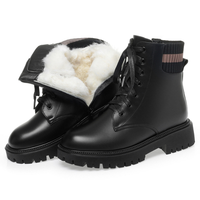 2023新款啄木鸟真皮马丁靴女冬季棉鞋靴子厚底英伦风爆款妈妈短靴