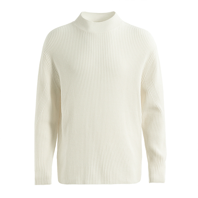 海上公路宽圆领针织衫男士秋冬季半高领竖条纹肌理纯色内搭打底衫