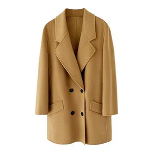 CHIIYEAR池也 H版型双排扣10羊绒大衣女老钱风羊毛双面呢西装外套