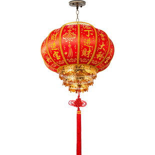 2026新款乔迁福字新年红灯笼走马旋转羊皮户外防水别墅大门口挂饰