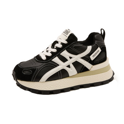 运动厚底内增高德训鞋真皮老爹鞋