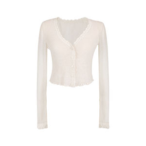 MummyCat下蛋喵【柔雾月光】软糯蕾丝木耳花边马海毛羊毛针织衫