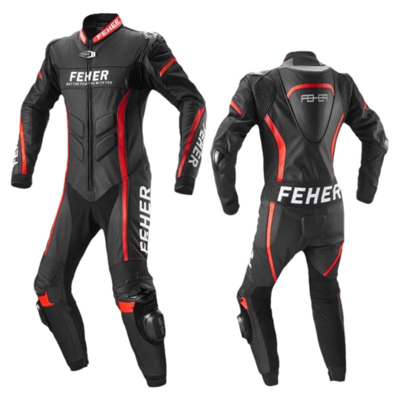 FEHER连体皮衣赛车服竞技赛道机车服摩托车骑行服男防摔重机四季