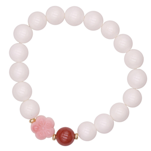 海南白色贝壳朱砂女皇贝胭脂螺梅花串珠单圈手串原创雅致手链手饰