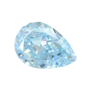 浅海蓝色冰花切梨形锆石裸石 水滴形合成CZ碎冰切高碳钻尖底主石