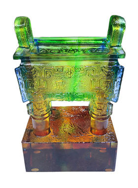 琉璃鼎盛千秋四方鼎摆件四足鼎高档家居客厅装饰品办公室摆设礼品