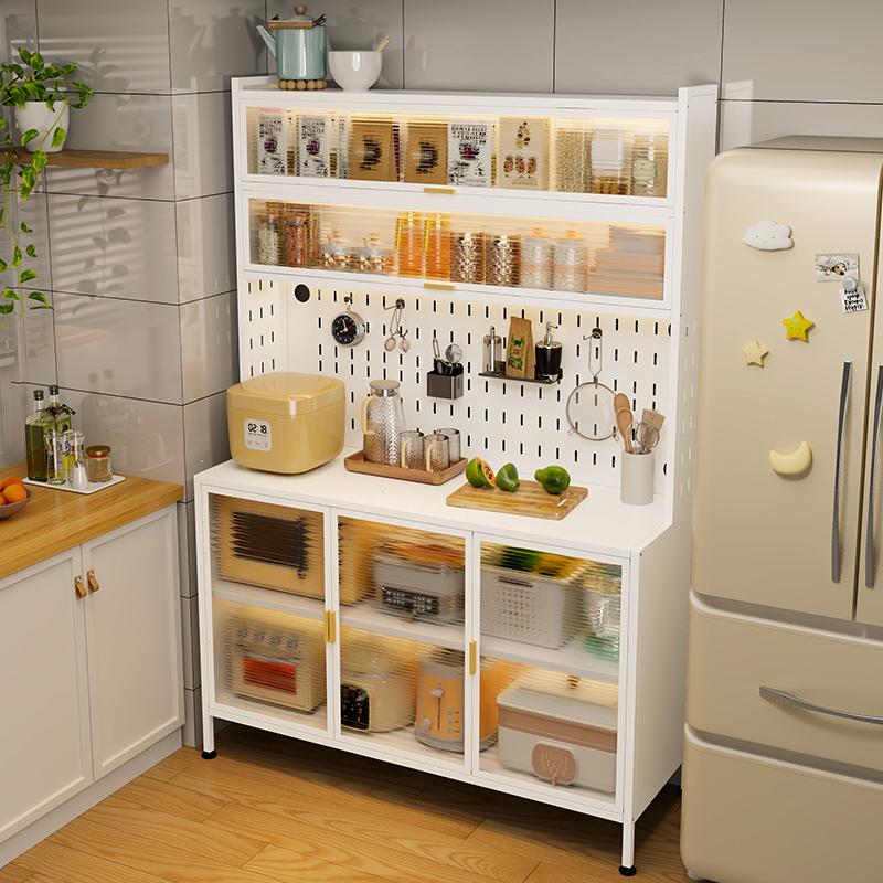 带岩板厨房餐边柜微波炉置物架可移动储物柜多层带轮收纳碗柜橱柜