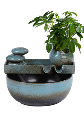 简约创意喷泉循环抽水小型摆件