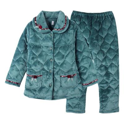 可外穿珊瑚绒夹棉冬季三层家居服